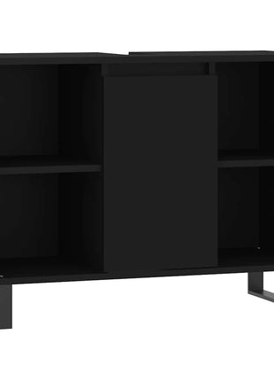 Badkamerkast 80x33x60 cm bewerkt hout zwart