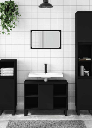 Badkamerkast 80x33x60 cm bewerkt hout zwart