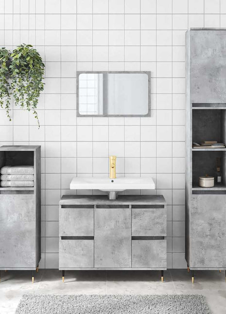 Badkamerkast 80X33X60 Cm Bewerkt Hout Betongrijs