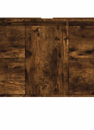 Badkamerkast 80x33x60 cm bewerkt hout gerookt eikenkleurig