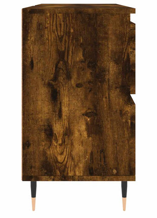 Badkamerkast 80x33x60 cm bewerkt hout gerookt eikenkleurig