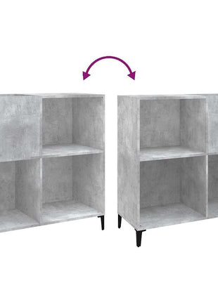 Platenkast 84,5X38X89 Cm Bewerkt Hout Betongrijs