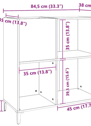 Platenkast 84,5X38X89 Cm Bewerkt Hout Betongrijs