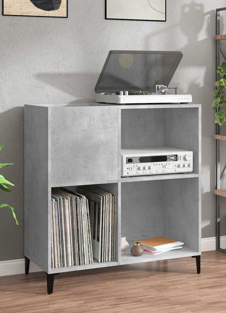Platenkast 84,5X38X89 Cm Bewerkt Hout Betongrijs