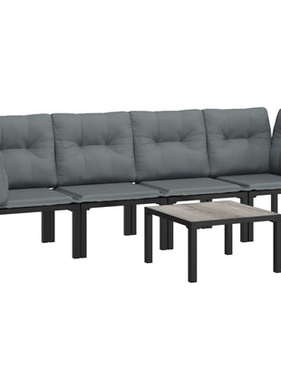 5-Delige Loungeset Poly Rattan Zwart En Grijs