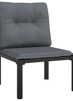 5-Delige Loungeset Poly Rattan Zwart En Grijs