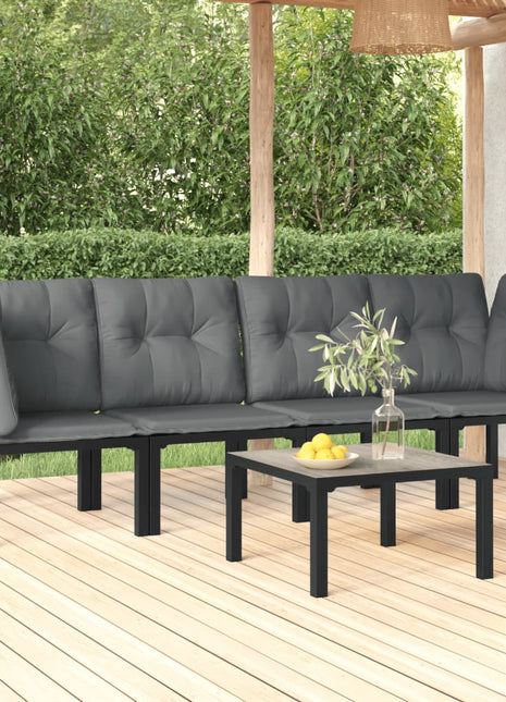 5-Delige Loungeset Poly Rattan Zwart En Grijs