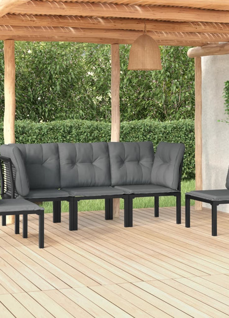 5-Delige Loungeset Poly Rattan Zwart En Grijs