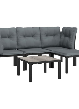 5-Delige Loungeset Poly Rattan Zwart En Grijs