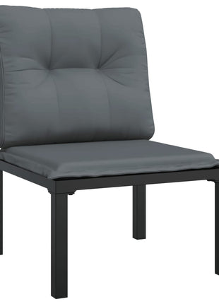 5-Delige Loungeset Poly Rattan Zwart En Grijs