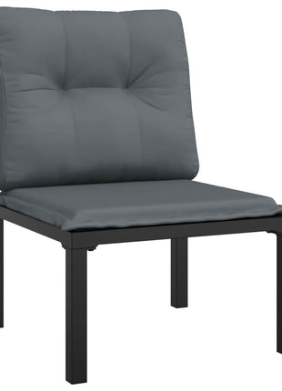 7-Delige Loungeset Poly Rattan Zwart En Grijs
