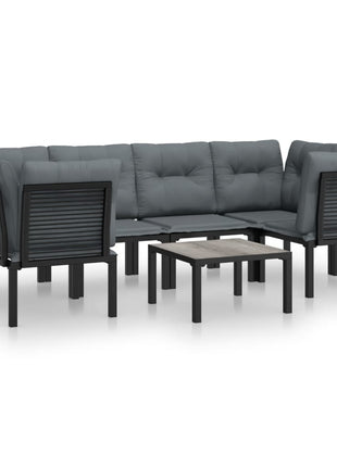 7-Delige Loungeset Poly Rattan Zwart En Grijs