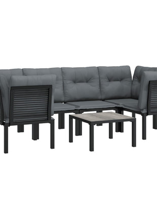 7-Delige Loungeset Poly Rattan Zwart En Grijs