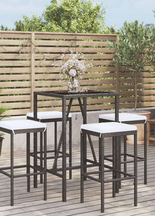 9-Delige Tuinbarset Met Kussens Poly Rattan