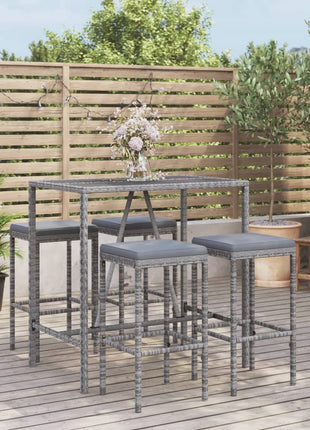 9-Delige Tuinbarset Met Kussens Poly Rattan