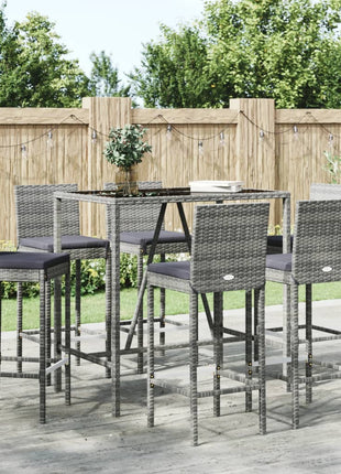 7-Delige Tuinbarset Met Kussens Poly Rattan