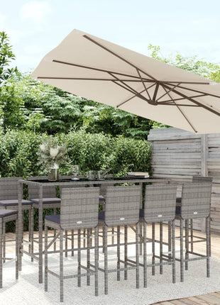 7-Delige Tuinbarset Met Kussens Poly Rattan