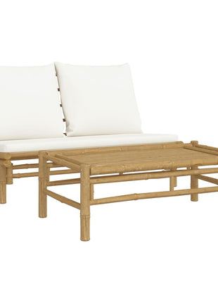 2-Delige Loungeset Met Kussens Bamboe Wit