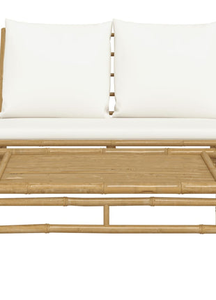 2-Delige Loungeset Met Kussens Bamboe Wit