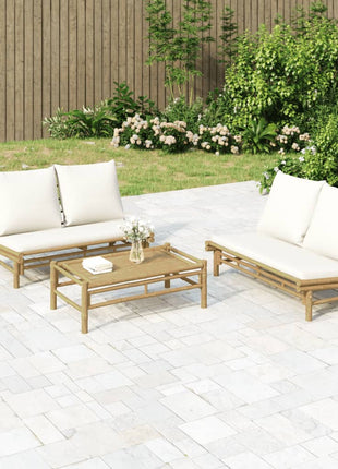 2-Delige Loungeset Met Kussens Bamboe Wit