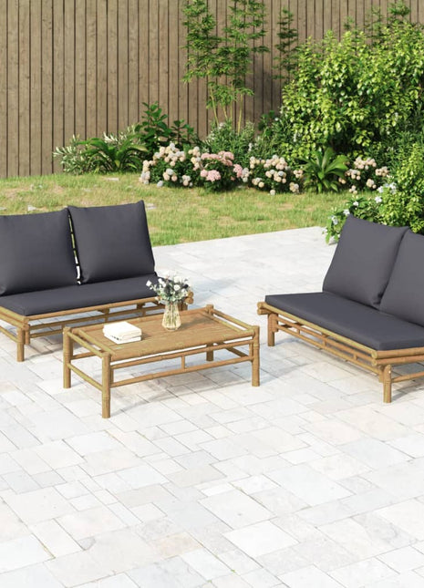 2-Delige Loungeset Met Kussens Bamboe Wit