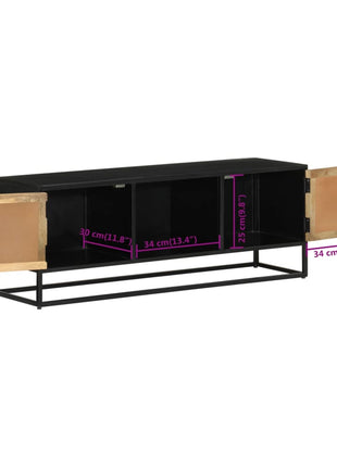 Tv-Meubel 110X30X40 Cm Massief Ruw Mangohout En Ijzer