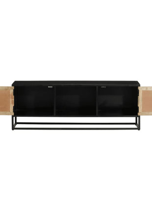 Tv-Meubel 110X30X40 Cm Massief Ruw Mangohout En Ijzer