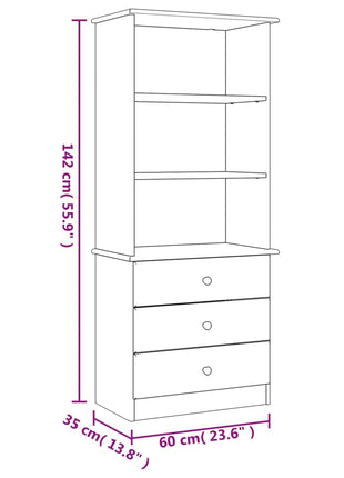 Boekenkast Met Lades Alta 60X35X142 Cm Massief Grenenhout