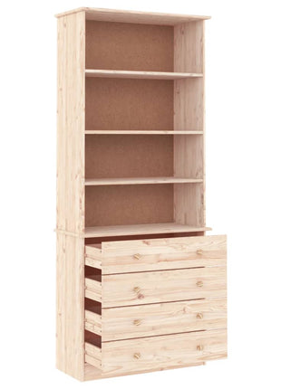 Boekenkast Met Lades Alta 77X35X186,5 Cm Massief Grenenhout