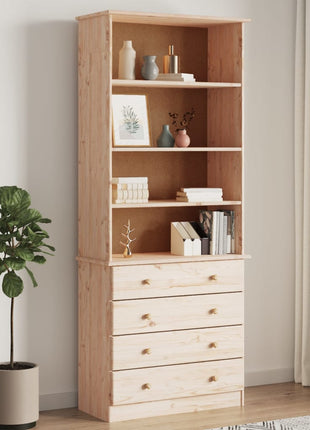 Boekenkast Met Lades Alta 77X35X186,5 Cm Massief Grenenhout