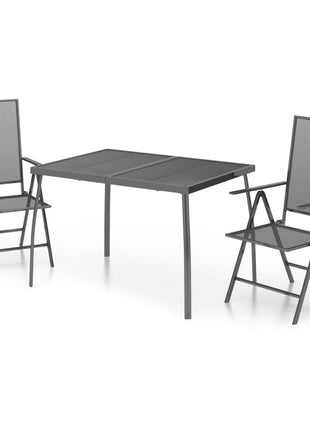 3-Delige Tuinset Staal Antracietkleurig