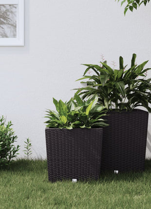 Plantenbak met uitneembare bak rattan-look 21/32 L PP bruin