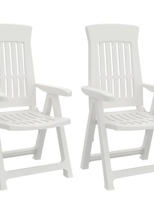 Tuinstoelen 2 st verstelbaar PP wit