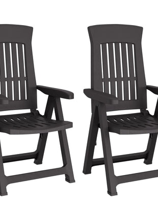 Tuinstoelen 2 st verstelbaar PP antracietkleurig