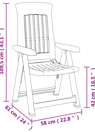 Tuinstoelen 2 st verstelbaar PP antracietkleurig