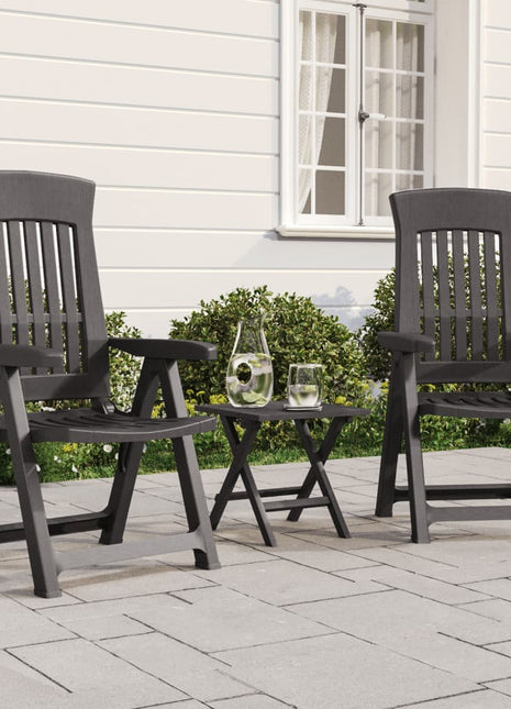Tuinstoelen 2 st verstelbaar PP antracietkleurig