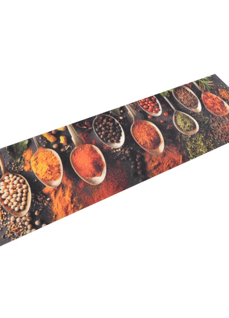 Keukenmat Wasbaar Lepel- En Kruidenprint Fluweel Zwart En Rood