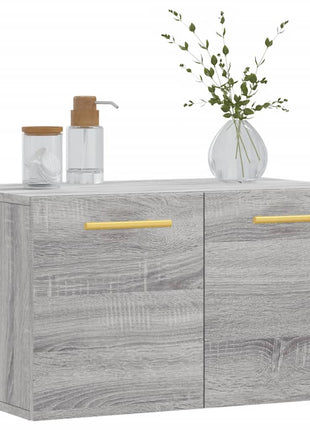 Wandkast 60X36,5X35 Cm Bewerkt Hout Eikenkleurig Grijs Sonoma