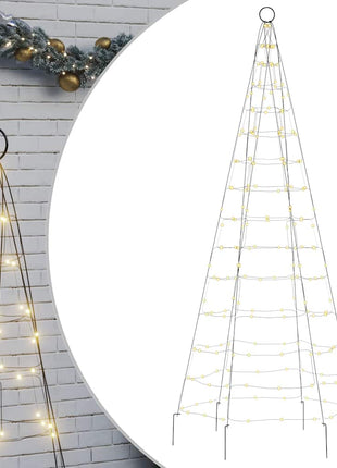 Led-Kerstboom Aan Vlaggenmast 200 Led's Warm Wit Warmwit