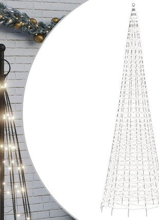 Led-Kerstboom Aan Vlaggenmast 1534 Leds Koud Wit Koudwit