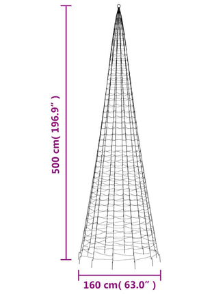 Led-Kerstboom Aan Vlaggenmast 1534 Leds Koud Wit Koudwit
