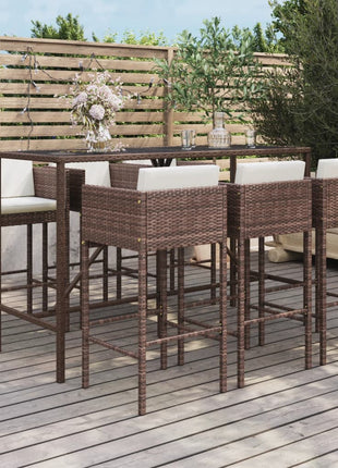 7-Delige Tuinbarset Met Kussens Poly Rattan