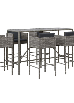 7-Delige Tuinbarset Met Kussens Poly Rattan