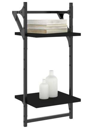Wandschappen 2-Laags Met Stangen Zwart
