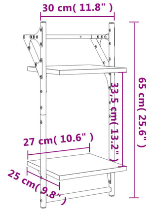 Wandschappen 2-Laags Met Stangen Zwart