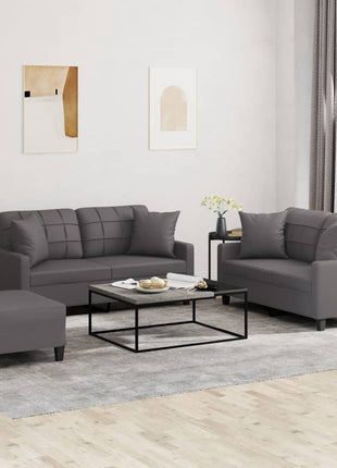 3-Delige Loungeset Met Kussens Kunstleer