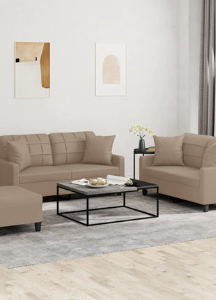 3-Delige Loungeset Met Kussens Kunstleer