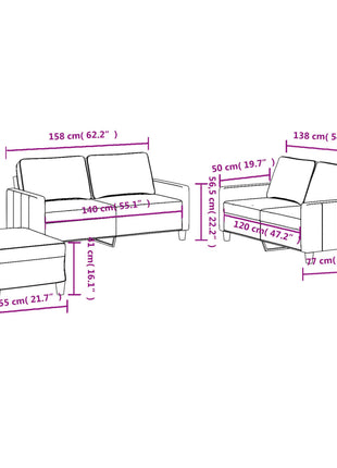 3-Delige Loungeset Met Kussens Stof Kleurig