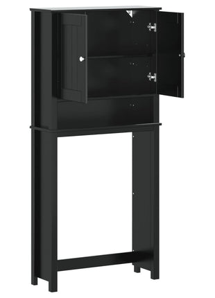 Wasmachinekast Berg 76X27X164,5 Cm Massief Hout Zwart