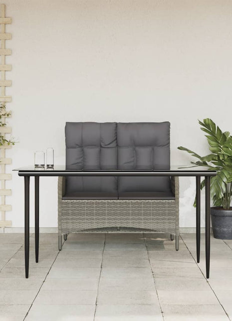 2-Delige Tuinset Met Kussens Poly Rattan Grijs